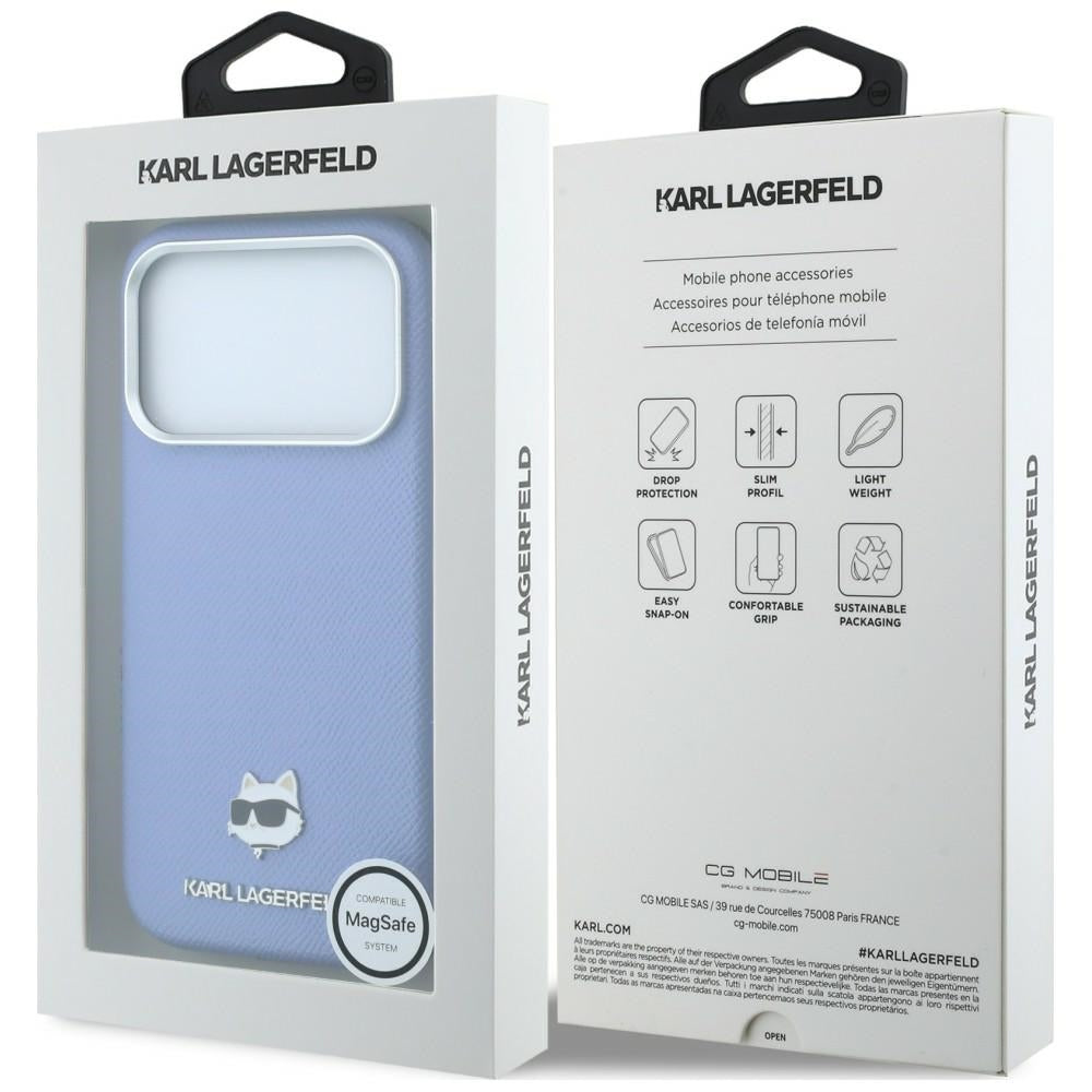 MagSafe-Hülle für Apple iPhone 18 Pro / 17 Pro, Karl Lagerfeld, Grained Choupette Head, Blau