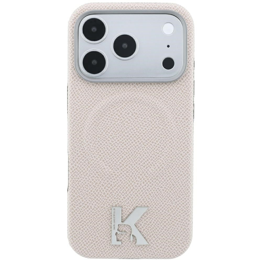 MagSafe-Hülle für Apple iPhone 18 Pro / 17 Pro, Karl Lagerfeld, geprägter Ring mit Körnung, Beige