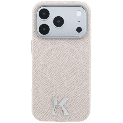 MagSafe-Hülle für Apple iPhone 18 Pro / 17 Pro, Karl Lagerfeld, geprägter Ring mit Körnung, Beige