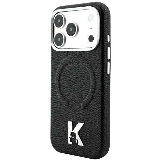 MagSafe-Hülle für Apple iPhone 18 Pro / 17 Pro, Karl Lagerfeld, geprägter Ring mit Körnung, Schwarz