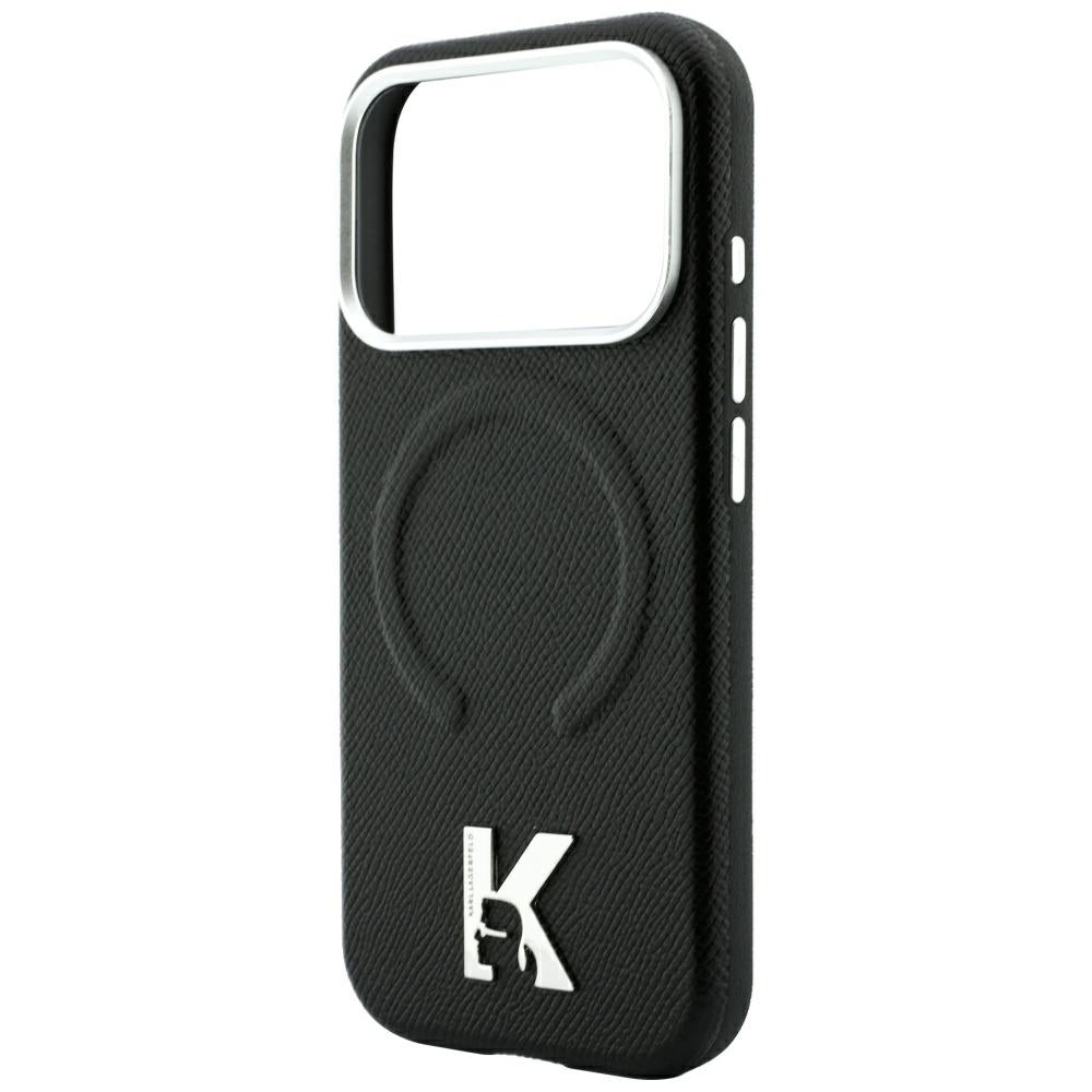 MagSafe-Hülle für Apple iPhone 18 Pro / 17 Pro, Karl Lagerfeld, geprägter Ring mit Körnung, Schwarz
