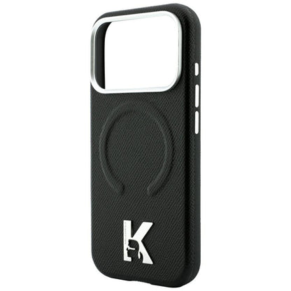 MagSafe-Hülle für Apple iPhone 18 Pro / 17 Pro, Karl Lagerfeld, geprägter Ring mit Körnung, Schwarz