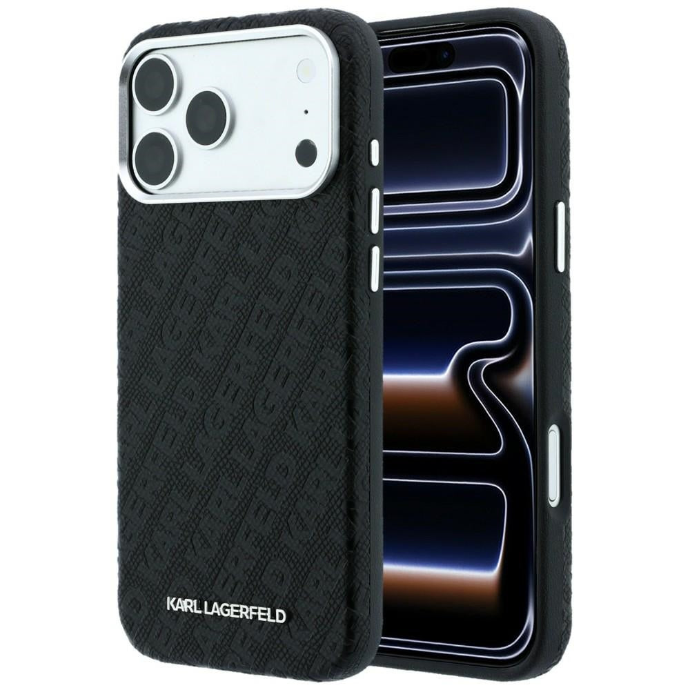 MagSafe-Hülle für Apple iPhone 18 Pro / 17 Pro, Karl Lagerfeld, geprägtes Metall-Logo, Schwarz