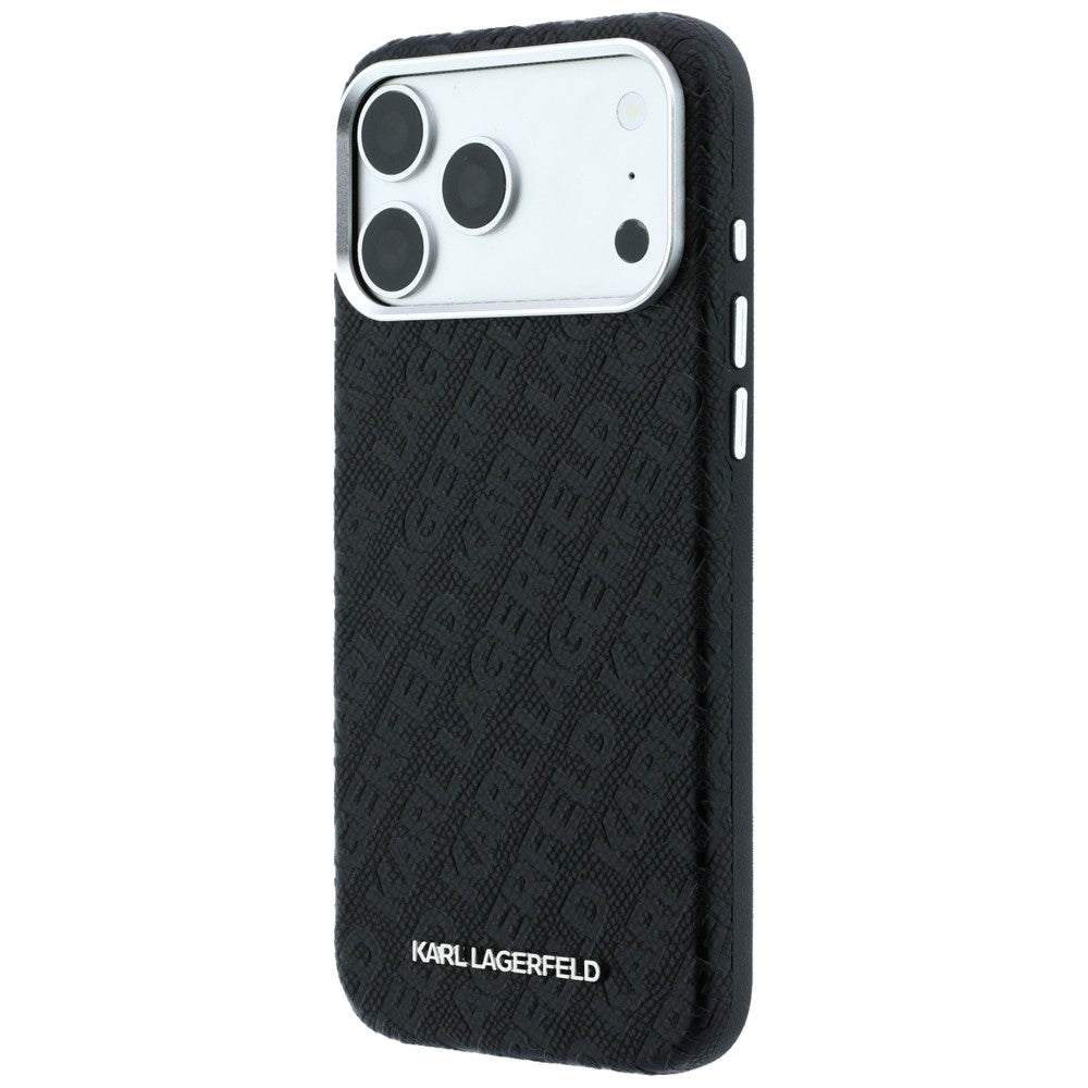 MagSafe-Hülle für Apple iPhone 18 Pro / 17 Pro, Karl Lagerfeld, geprägtes Metall-Logo, Schwarz
