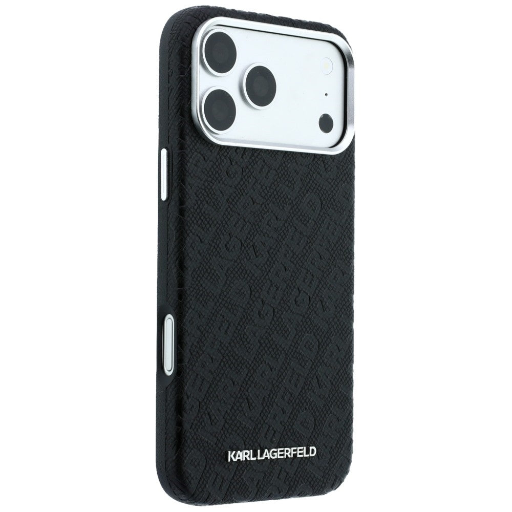MagSafe-Hülle für Apple iPhone 18 Pro / 17 Pro, Karl Lagerfeld, geprägtes Metall-Logo, Schwarz