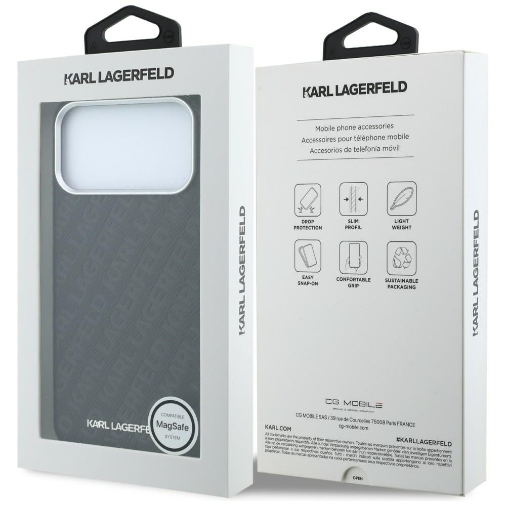 MagSafe-Hülle für Apple iPhone 18 Pro / 17 Pro, Karl Lagerfeld, geprägtes Metall-Logo, Schwarz