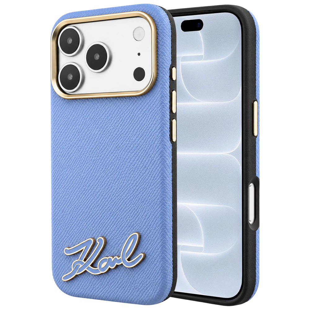 MagSafe-Hülle für Apple iPhone 18 Pro / 17 Pro, Karl Lagerfeld, geprägtes Harz-Logo, Blau