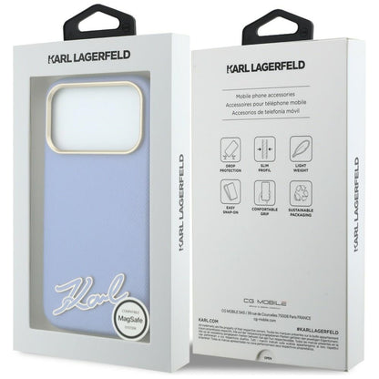 MagSafe-Hülle für Apple iPhone 18 Pro / 17 Pro, Karl Lagerfeld, geprägtes Harz-Logo, Blau