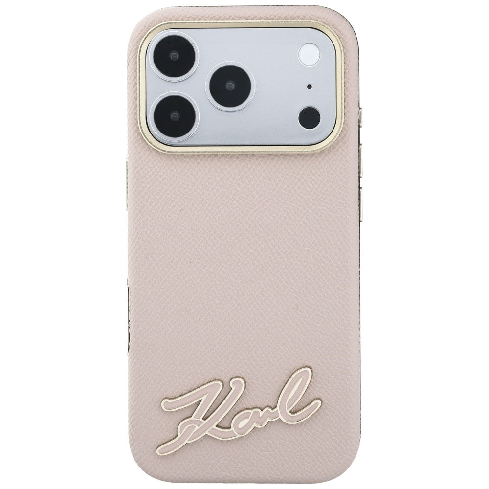 MagSafe-Hülle für Apple iPhone 18 Pro / 17 Pro, Karl Lagerfeld, geprägtes Harz-Signatur-Logo, Rosa