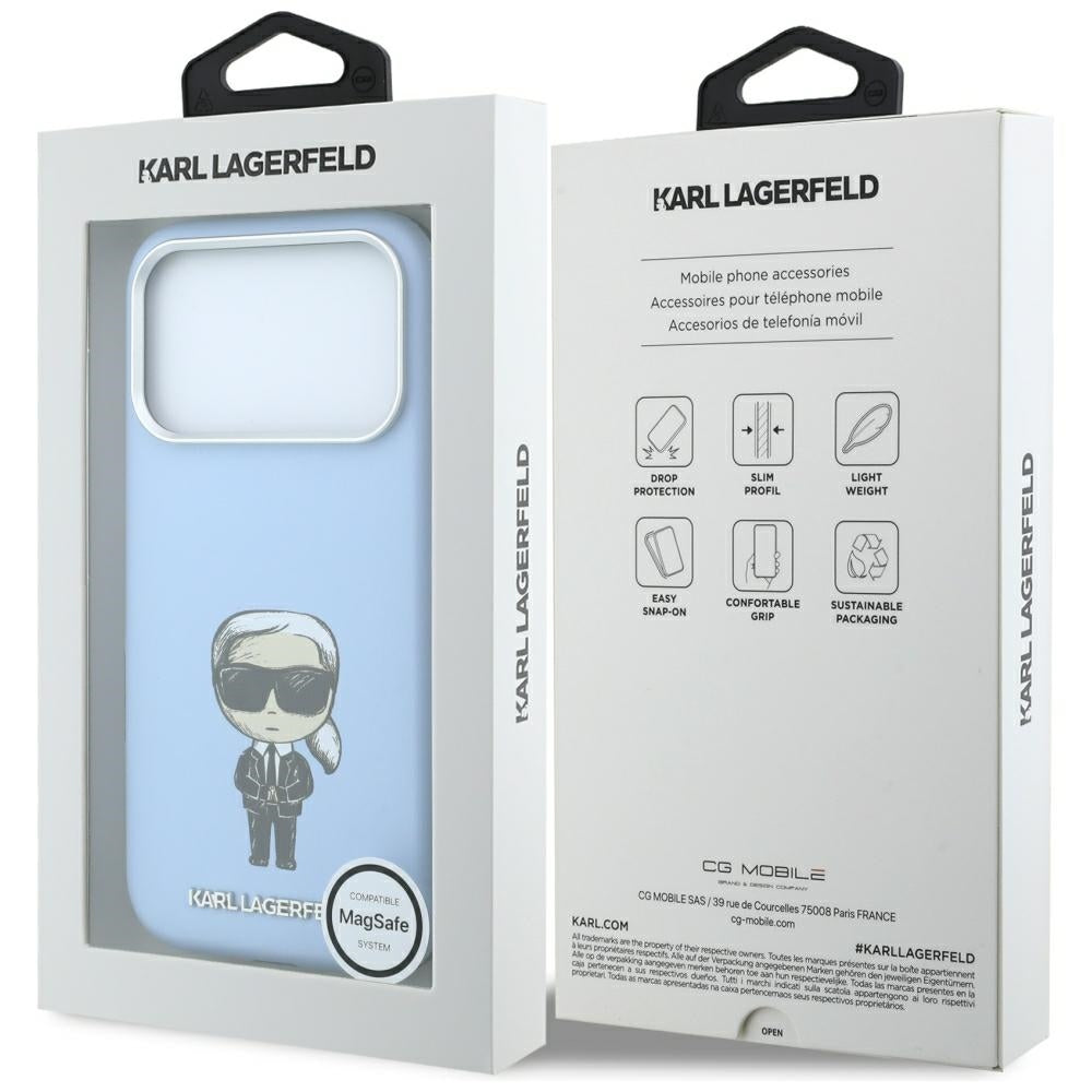 MagSafe-Hülle für Apple iPhone 18 Pro / 17 Pro, Karl Lagerfeld, Ikonik Sketch, Blau