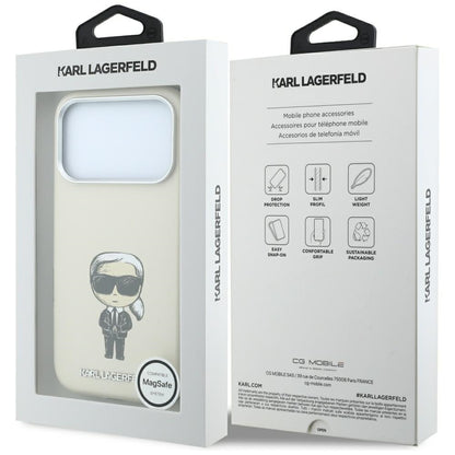 MagSafe-Hülle für Apple iPhone 18 Pro / 17 Pro, Karl Lagerfeld, Ikonik Sketch, Beige