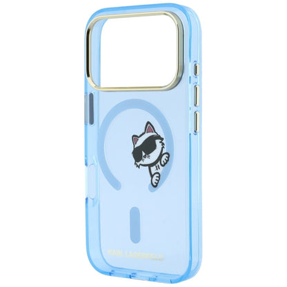 MagSafe Case for Apple iPhone 18 Pro / 17 Pro, Karl Lagerfeld, IML Peekaboo Print Metal Frame, Blue