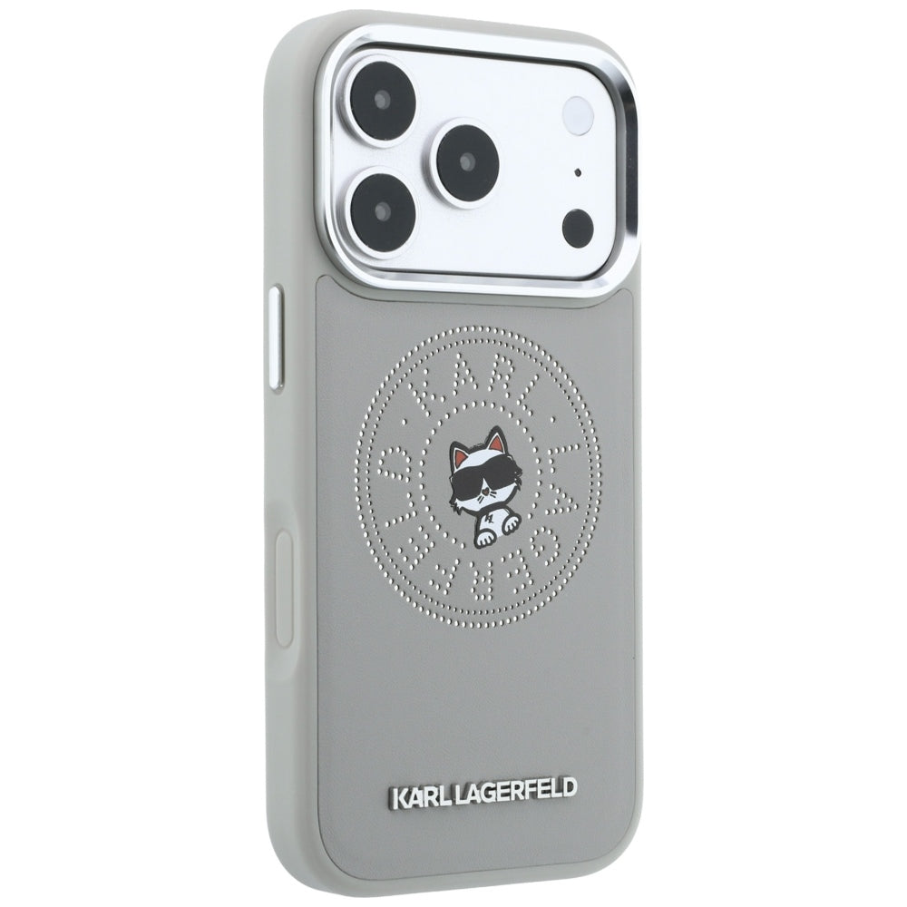 MagSafe-Hülle für Apple iPhone 18 Pro / 17 Pro, Karl Lagerfeld, Point and Choupette Sketch, Grau
