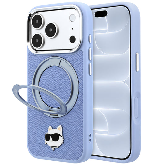 MagSafe-Hülle für Apple iPhone 18 Pro / 17 Pro, Karl Lagerfeld, Ring Stand 360 Choupette Pin, Blau