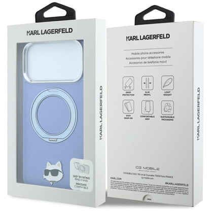 MagSafe-Hülle für Apple iPhone 18 Pro / 17 Pro, Karl Lagerfeld, Ring Stand 360 Choupette Pin, Blau