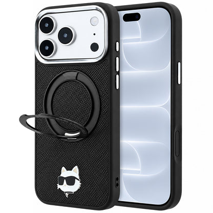 MagSafe-Hülle für Apple iPhone 18 Pro / 17 Pro, Karl Lagerfeld, Ring Stand 360 Choupette Pin, Schwarz