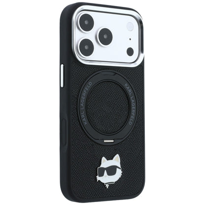 MagSafe-Hülle für Apple iPhone 18 Pro / 17 Pro, Karl Lagerfeld, Ring Stand 360 Choupette Pin, Schwarz