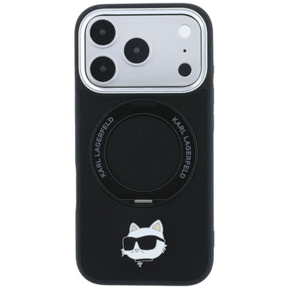 MagSafe-Hülle für Apple iPhone 18 Pro / 17 Pro, Karl Lagerfeld, Ring Stand 360 Choupette Pin, Schwarz
