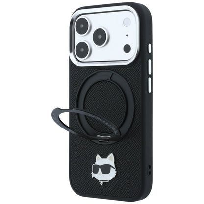 MagSafe-Hülle für Apple iPhone 18 Pro / 17 Pro, Karl Lagerfeld, Ring Stand 360 Choupette Pin, Schwarz