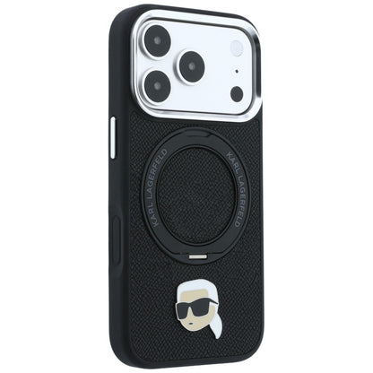 MagSafe Case for Apple iPhone 18 Pro / 17 Pro, Karl Lagerfeld, Ring Stand 360 Karl Pin, Black