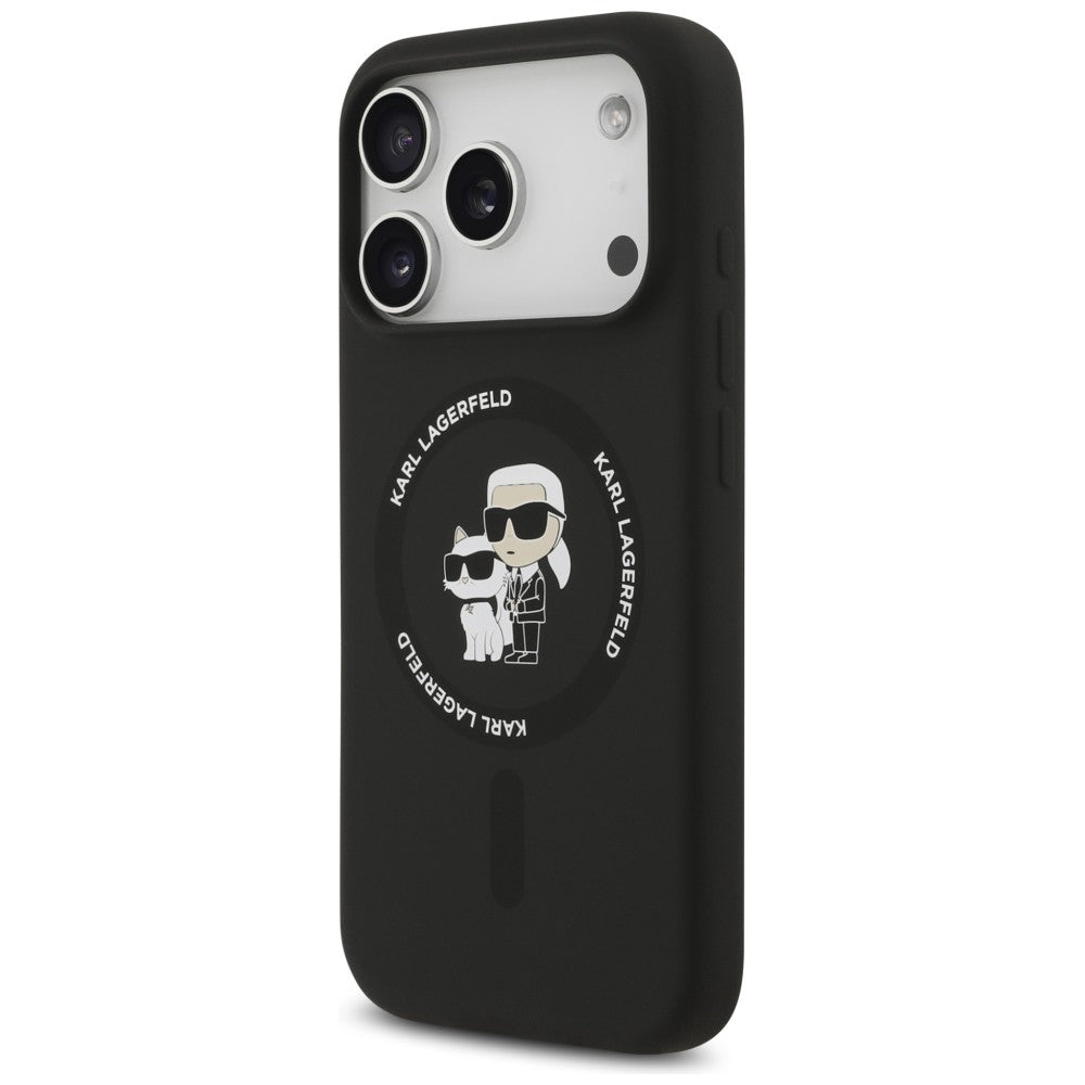 MagSafe Case for Apple iPhone 18 Pro / 17 Pro, Karl Lagerfeld, Silicone Ring Karl & Choupette, Black