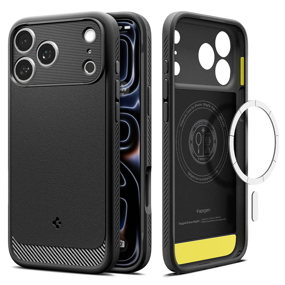 MagSafe-Hülle für Apple iPhone 18 Pro / 17 Pro, Spigen, Rugged Armor, Matt Schwarz ACS12147