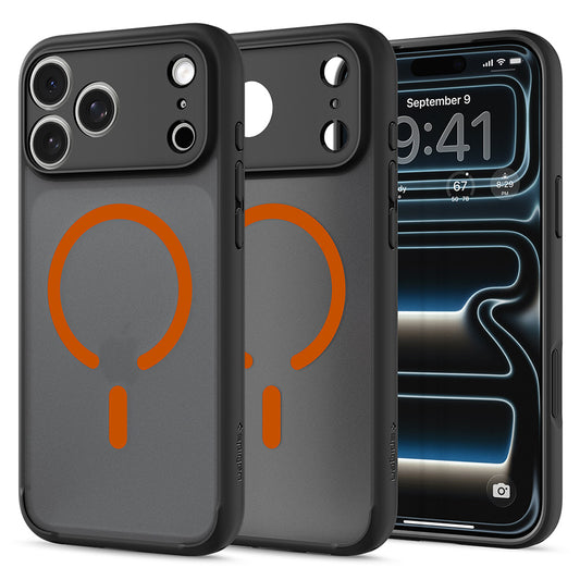 MagSafe-Hülle für Apple iPhone 18 Pro / 17 Pro, Spigen, Ultra Hybrid, Schwarz Orange Satin ACS12162