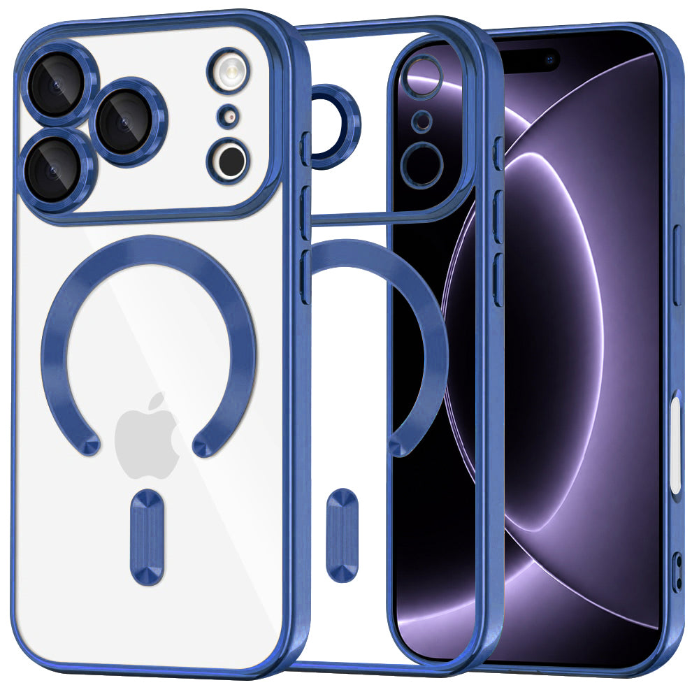 MagSafe-Hülle für Apple iPhone 18 Pro / 17 Pro, Techsuit, Luxury Crystal, Dunkelblau