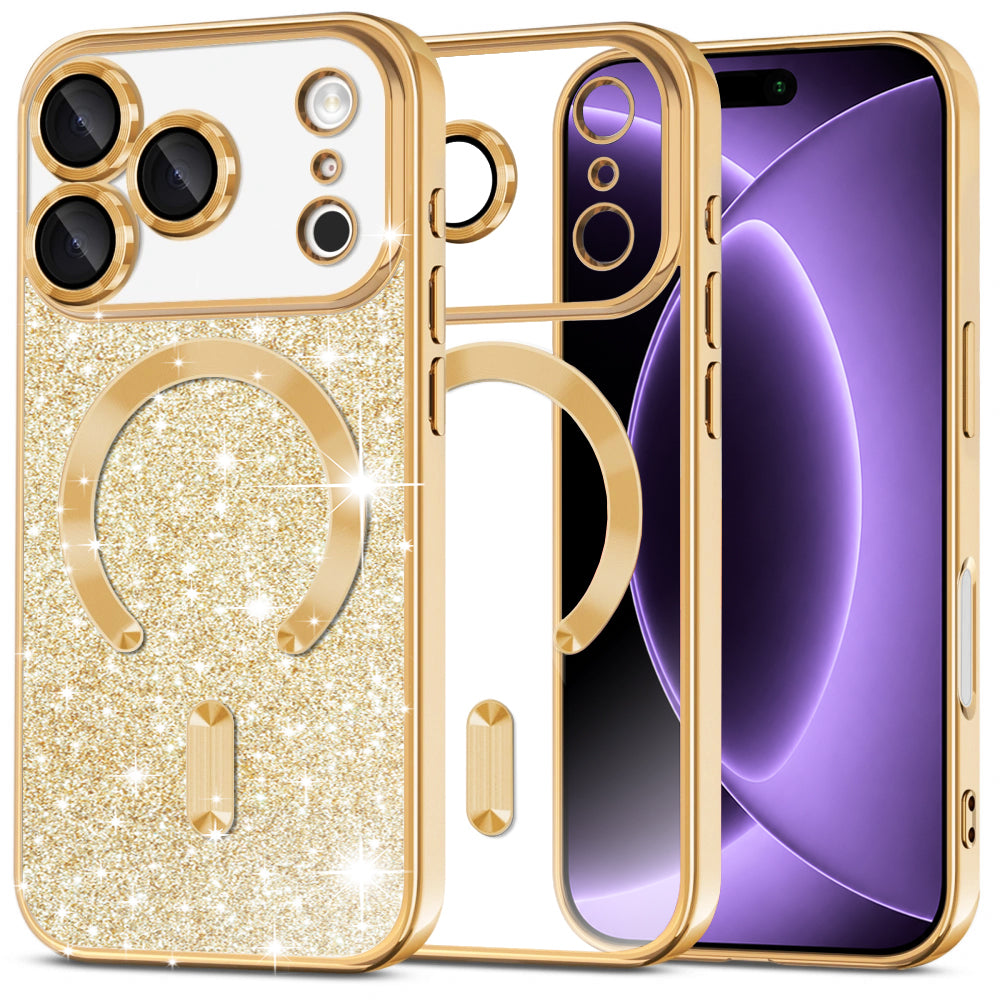 MagSafe-Hülle für Apple iPhone 18 Pro / 17 Pro, Techsuit, Luxury Glitter, Gold