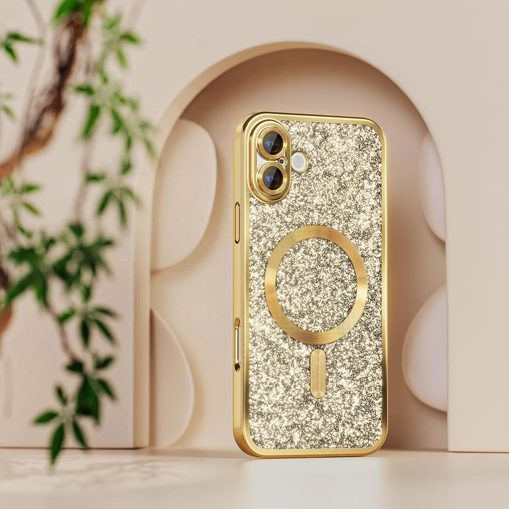 MagSafe-Hülle für Apple iPhone 18 Pro / 17 Pro, Techsuit, Luxury Glitter, Dunkelweinrot
