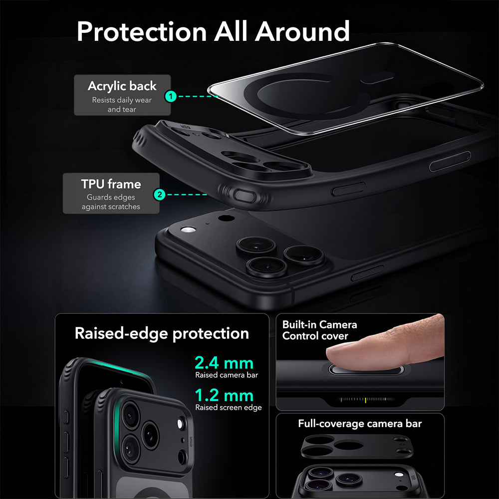 MagSafe-Hülle für Apple iPhone 18 Pro, ESR, Classic Hybrid, Schwarz Transparent