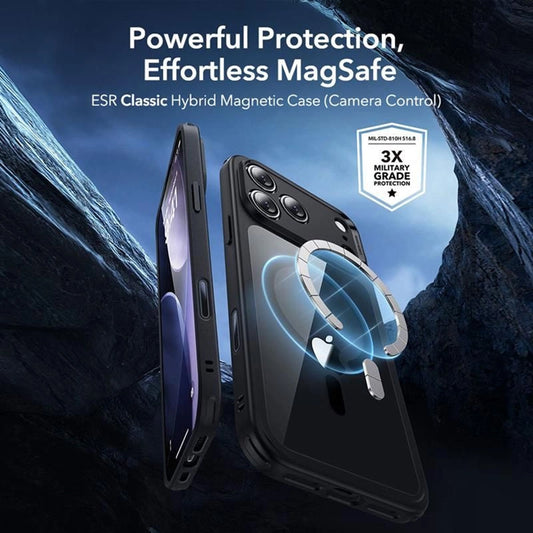 MagSafe-Hülle für Apple iPhone 18 Pro Max / 17 Pro Max, ESR, Classic Hybrid mit Displayschutz, Transparent Schwarz