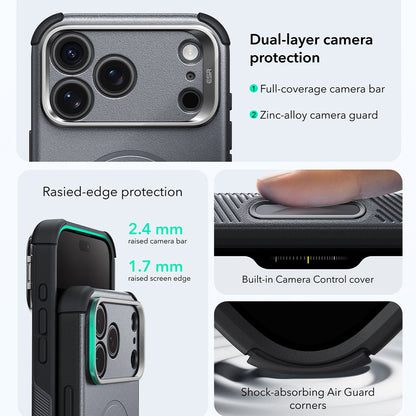 MagSafe-Hülle für Apple iPhone 18 Pro Max / 17 Pro Max, ESR, Cyber Armor Kickstand, Grau