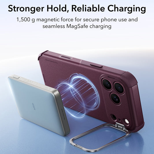 MagSafe-Hülle für Apple iPhone 18 Pro Max / 17 Pro Max, ESR, Cyber Armor Kickstand, Dunkelrotes Satin