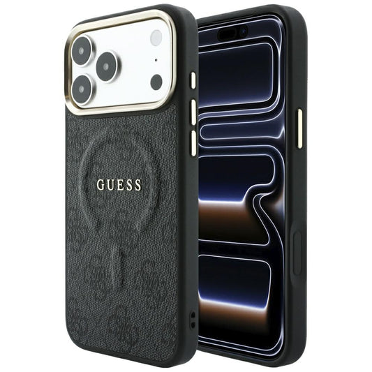 MagSafe-Hülle für Apple iPhone 18 Pro Max / 17 Pro Max, Guess, 4G Embossed Classic, Schwarz