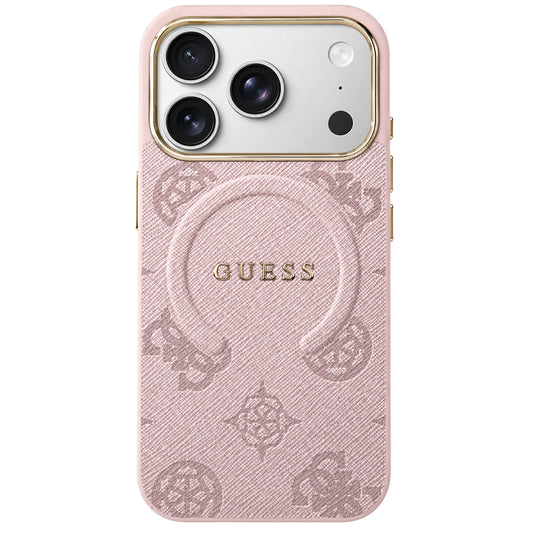 MagSafe-Hülle für Apple iPhone 18 Pro Max / 17 Pro Max, Guess, 4G geprägter Ring Classic Logo, Rosa