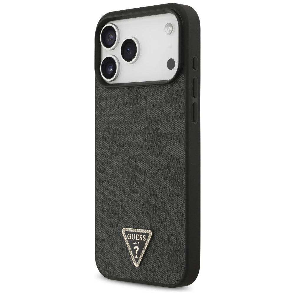 MagSafe Case for Apple iPhone 18 Pro Max / 17 Pro Max, Guess, 4G Triangle Strass, Black