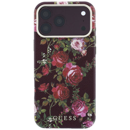 MagSafe-Hülle für Apple iPhone 18 Pro Max / 17 Pro Max, Guess, Blossom Roses Print, Burgunderrot