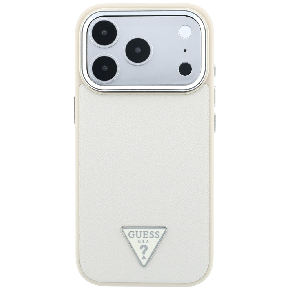 MagSafe-Hülle für Apple iPhone 18 Pro Max / 17 Pro Max, Guess, Geprägtes Dreieck-Logo, Beige