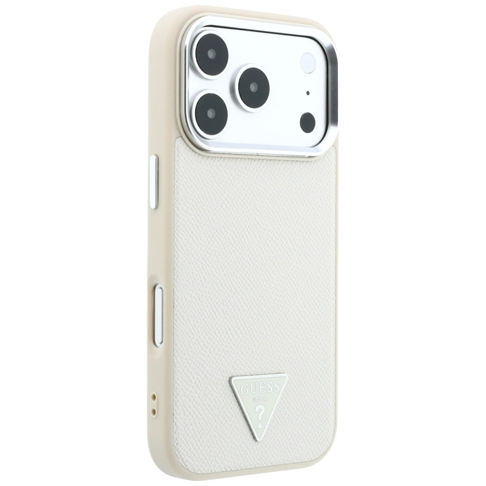 MagSafe-Hülle für Apple iPhone 18 Pro Max / 17 Pro Max, Guess, Geprägtes Dreieck-Logo, Beige
