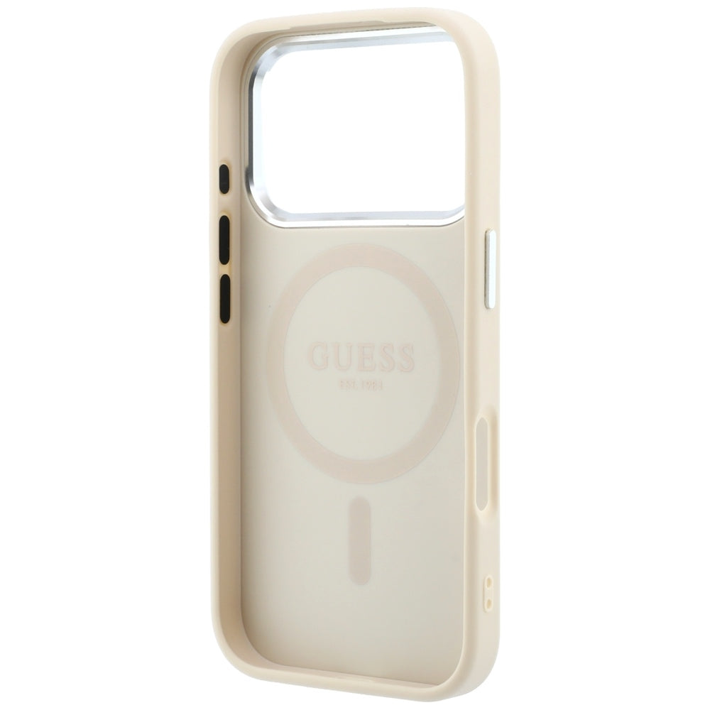 MagSafe-Hülle für Apple iPhone 18 Pro Max / 17 Pro Max, Guess, Geprägtes Dreieck-Logo, Beige