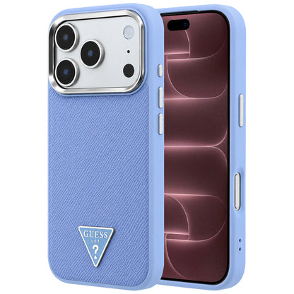 MagSafe-Hülle für Apple iPhone 18 Pro Max / 17 Pro Max, Guess, Geprägtes Dreieck-Logo, Blau