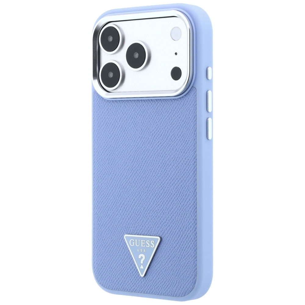 MagSafe-Hülle für Apple iPhone 18 Pro Max / 17 Pro Max, Guess, Geprägtes Dreieck-Logo, Blau