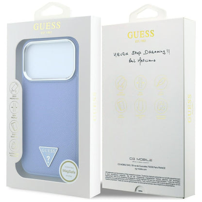 MagSafe-Hülle für Apple iPhone 18 Pro Max / 17 Pro Max, Guess, Geprägtes Dreieck-Logo, Blau