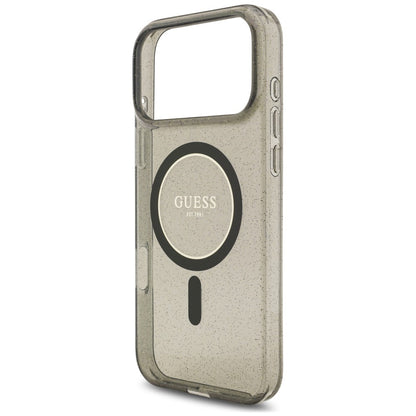 MagSafe-Hülle für Apple iPhone 18 Pro Max / 17 Pro Max, Guess, IML Glitter mit Perlenriemen, Schwarz