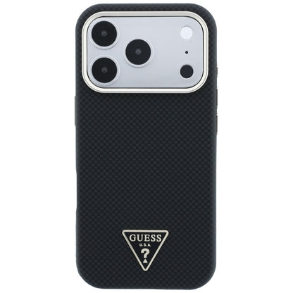 MagSafe-Hülle für Apple iPhone 18 Pro Max / 17 Pro Max, Guess, Kevlar-Dreieck-Logo, Schwarz