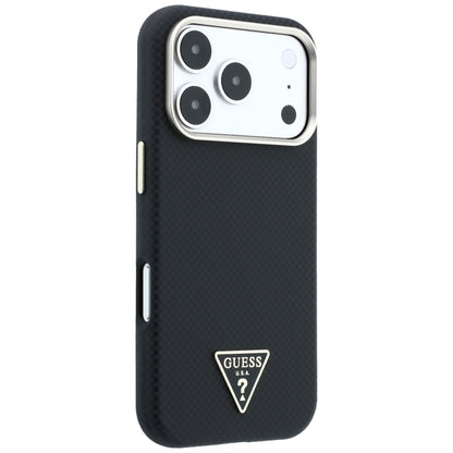 MagSafe-Hülle für Apple iPhone 18 Pro Max / 17 Pro Max, Guess, Kevlar-Dreieck-Logo, Schwarz
