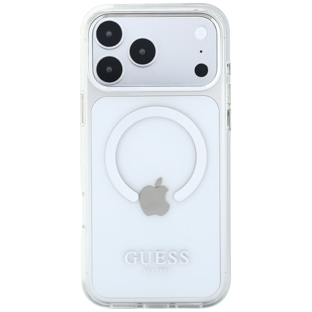 MagSafe-Hülle für Apple iPhone 18 Pro Max / 17 Pro Max, Guess, Metal Outline, Silber