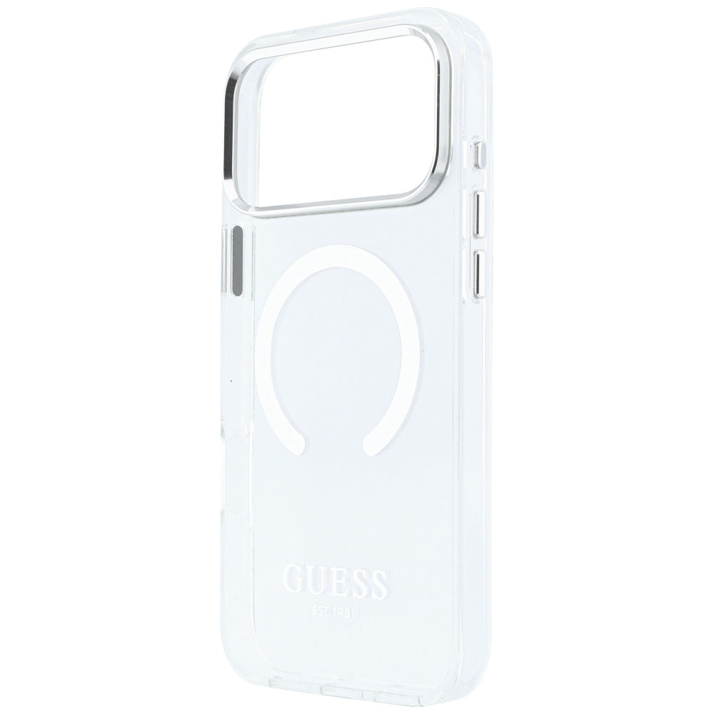 MagSafe-Hülle für Apple iPhone 18 Pro Max / 17 Pro Max, Guess, Metal Outline, Silber