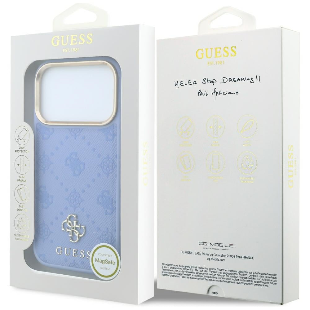 MagSafe-Hülle für Apple iPhone 18 Pro Max / 17 Pro Max, Guess, Peony 4G Small Logo, Blau